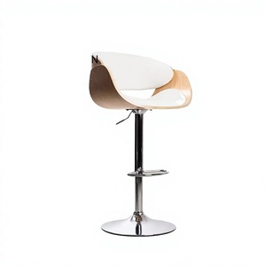Tabouret de bar pivotant à dossier haut en cuir véritable et acier inoxydable, style moderne danois, mobilier nordique pour ferme, hôtel, extérieur, centres commerciaux, cuisine - Product Image 4