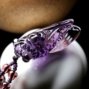 Unique Hand Carved Yellow Amethyst Cicada Crystal Necklace - Fashion Jewelry for Men Women - Product Image 2