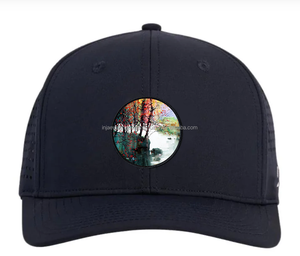 Casquette de baseball unisexe bleu marine à 6 panneaux avec motif d'arbre circulaire peint à la main, ajustée, en maille respirante, pour l'été, style décontracté - Product Image 6