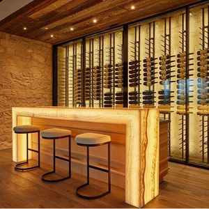 Barra <span class=keywords><strong>de</strong></span> Bar Contemporánea <span class=keywords><strong>de</strong></span> Mármol Iluminada Personalizada, Diseño Retroiluminado, Ecológica, Duradera, para Hogar, Restaurantes y Clubs <span class=keywords><strong>de</strong></span> Alta Gama - Product Image 1