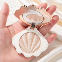 Poudre de contour et d'illuminateur pressée pour le visage, haute pigmentation, avec logo personnalisé, marque exclusive, et palette de couleurs fluorescentes.
