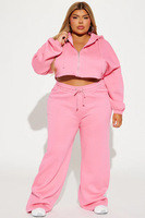 RUIQUWIN Vente en Gros Survêtement Femme Grande Taille 2 Pièces Personnalisé Ensemble Sportif Veste à Capuche Zippée et Pantalon de Jogging Ample à Jambes Droites