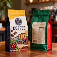 Sacs d'emballage pour café écologiques personnalisés avec fermeture à glissière thermoscellable, qualité alimentaire, fond plat, pour emballer les grains de café