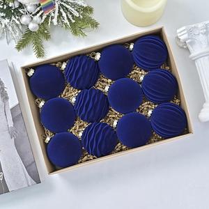 Christmas Tree Decorations Pumpkin Pattern <b>Wine</b> Red Dark Green Christmas Flocking Ball Set Exquisite Christmas Ball Set - Product Image 6