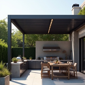Pérgola de Jardín Exterior de Aleación de Aluminio de Lujo y Económica, con Marco con Recubrimiento en Polvo, Resistente al Agua y a los Rayos UV, para Balcón y Terraza - Product Image 3