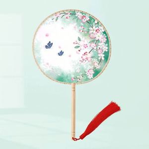 Abanico de Mano Redondo Portátil de Bambú con Diseño de Arte Folclórico Floral Pintado, Ideal como Regalo Promocional o Souvenir Empresarial - Product Image 3