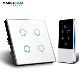 Makegood anh tiêu chuẩn pha lê màn hình <span class=keywords><strong>c</strong></span>ảm ứng Glass Bảng điều chỉnh 4gang 1Way từ xa tường kiểm soát chuyển đổi với LED chỉ số - Product Image 3