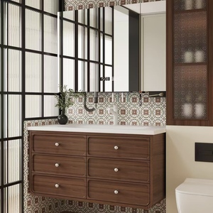 BALOM Contemporary Style Bathroom <b>Cabinet</b> Custom Wood MDF Plywood Melamine Modular Vanity with Smart Mirror OEM - Product Image 1