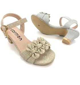 Sandali open toe per bambini con tacchi bassi e fiori sandali estivi per <span class=keywords><strong>bambina</strong></span> vestono <span class=keywords><strong>scarpe</strong></span> per incontri - Product Image 5