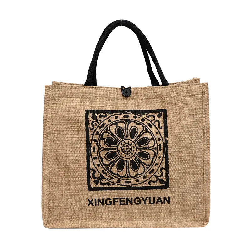 卸売文学とアートテクスチャ刺繍織り女性のショッピングトート収納ジュートバッグ
