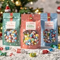 Quantité minimale de commande 200 pièces impression numérique personnalisé grands sacs à barbe à papa transparent sac transparent bonbons fermeture éclair en plastique pour Noël