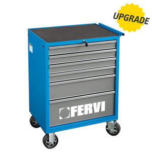 Chariot à outils Fervi, armoire roulante en acier à 6 tiroirs avec serrure et roulettes pour le rangement en atelier - Product Image 2