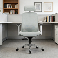 Chaise de bureau ergonomique exécutive à hauteur réglable personnalisable, dossier haut en maille, design pivotant, structure en plastique