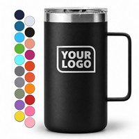 Gobelet isotherme en acier inoxydable 304 de 24 oz avec logo personnalisé, grande capacité, portable, pour le voyage, le café, le camping, avec poignée