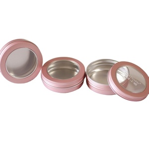 Mini pot rond en aluminium avec couvercle à vis, 100 ml, <span class=keywords><strong>83</strong></span>*28 mm, couleur or rose, pour bonbons et biscuits, avec fenêtre transparente, marque <span class=keywords><strong>LG</strong></span>, boîtes polies - Product Image 1