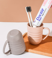 Gobelet à poignée en paille de blé, Gobelet portable pour lavage de visage, Gobelet pour couple, Gobelet à eau en plastique, Gobelet pour bain de bouche