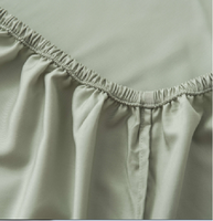 Parure de draps pour lit double 400TC 3 pièces en fibre de bambou tissée, avec rabat américain, anti-acariens, anti-boulochage, résistante à la décoloration, toucher doux, toutes saisons