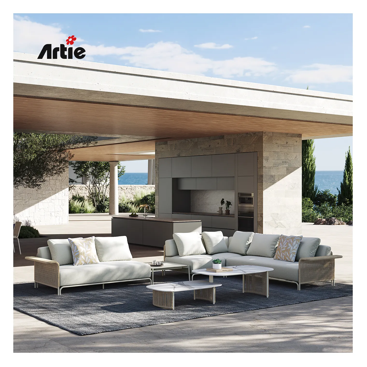 Artie High-End-Modern-Outdoor-Möbel-Set Gartemöbel Outdoor-Aluminium-Gartensofa Outdoor geteiltes Sofa