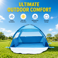 Tente automatique portable à ouverture instantanée, résistante aux UV, abri solaire imperméable pour la plage, le camping, la randonnée et la pêche