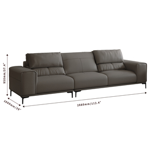 Sang Trọng Hiện Đại 3-Chỗ Ngồi Da Chính Hãng Sofa Giường Sang Trọng Màu Trắng Đồ Nội Thất Phòng Khách Miếng Bọt Biển Quảng Đông Nhà Máy OEM/ODM Cho Khách Sạn - Product Image 3