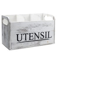Boîte de rangement vintage en bois pour ustensiles avec compartiments, organisateur de cuisine, design en bois massif vieilli, couleur rétro - Product Image 5