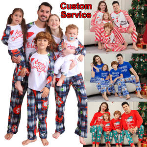 Póngase en contacto conmigo para obtener el catálogo personalizado 2024, los últimos pijamas familiares a juego, nuevo diseño, <span class=keywords><strong>conjunto</strong></span> de pijamas navideños para mamá y yo familiares a rayas - Product Image 6