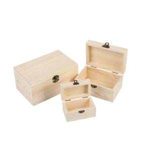 Natural Pine Wooden Box Wood Storage Box Unfinished Wooden Box with Hinged Lid and Front Clasp for Crafts Gifts Jewelry