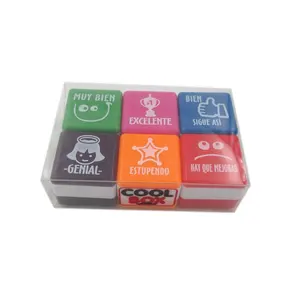 Cute fancy multi color teacher stamp or children's funny stamp with custom logo