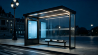 Abri de bus intelligent à énergie solaire avec écran LCD, caméra CCTV et siège-banc pour arrêt de bus