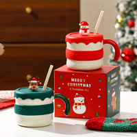 Tasse à café en céramique de Noël avec paille 380ml