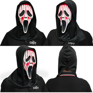 Máscara de Terror de Halloween con Diseño de Cara de Fantasma, Blanca y Sangrienta, con Capucha Negra, Accesorio de Maquillaje para Fiestas - Product Image 4