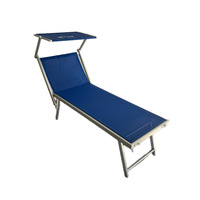 Chaise longue d'extérieur pliable portable de haute qualité en aluminium avec pare-soleil, finition anodisée, résistante aux UV, mobilier de plage pour utilisation en salle