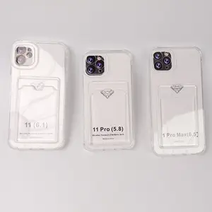 TPU Clear Phone Case Shockproof Card Holder Case For IPhone 15 Soft Case For Iphone 15plus 14 Pro 15 Promax Phone Cover Packed