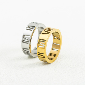 Anillo Simple y Moderno de Acero de Titanio Chapado en Oro de 18K con Números Romanos, Joyería de Moda Unisex, Regalo - Product Image 3