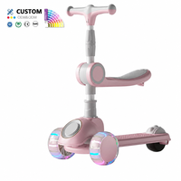 Vente en gros de haute qualité en plastique pour enfants, trottinette pliable à trois roues légères en PU, trottinette pliable pour enfants de 2 à 8 ans