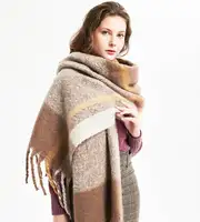 WomenのChecked Pashmina Cape Cozy Tartan Blanket Plaid Scarf Wrap Shawl Scarves