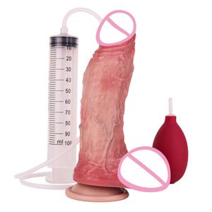 New Design Double Layer Squirting Realistic <b>Dildo</b> Penis Vagina Anus Massage Ejaculation Anal Plug Sex Toy for Women Men Games - Product Image 1