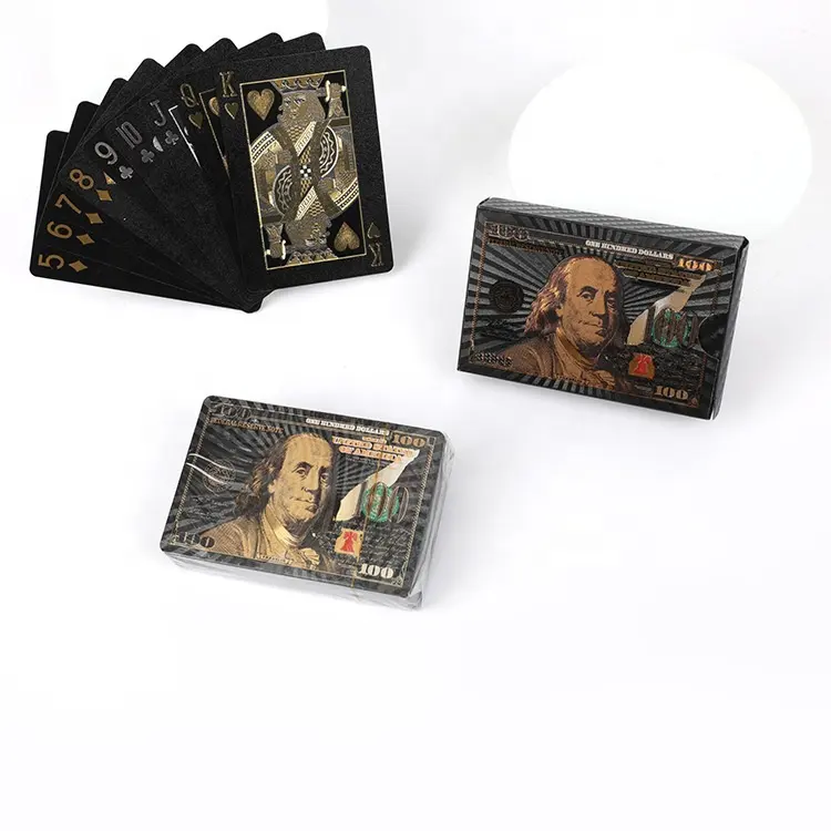 Carte da gioco in plastica impermeabili durevoli Poker con lamina d'oro Poker dorato carte da gioco placcate in lamina d'oro 24K regalo del mazzo