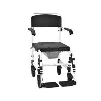 Chaise de douche mobile en aluminium avec siège en PU et dossier en PE, roulettes de 5 pouces pour hôpital et soins à domicile, OEM ODM, vente en gros