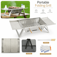 Barbecue portable pliable au charbon de bois pour l'extérieur, en acier inoxydable, idéal pour le camping et les pique-niques (vente en gros)