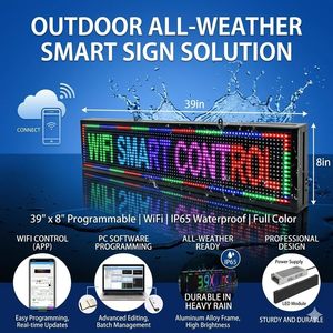 Pantalla LED programable P10 para exteriores, impermeable, a todo color, cartelera digital con CMS integrado, texto desplazable, controlable por WiFi. - Product Image 2