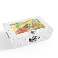 Vierkante opklapbare custom papieren voedselverpakking, kartonnen afhaalkartonnen doos voor groentesalade en fruit