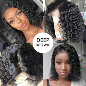 Perruque Lace Front Wig Bob naturelle bouclée courte 13x4 avec ligne de <span class=keywords><strong>cheveux</strong></span> pre-plucked pour femmes, offre spéciale - Product Image 4