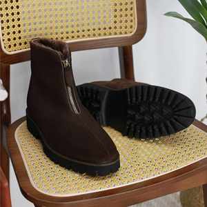 British <b>Spring</b> Summer Office & Career Lace-Up Square Toe Anti-Slip Breathable Rubber Thick-Soled Snow <b>Boots</b> - Product Image 2