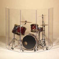 Support d'affichage pliable moderne en acrylique Lucite pour batterie, conçu pour minimiser la distorsion sonore