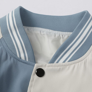 เสื้อแจ็คเก็ตเบสบอลทรงหลวมแบบมีกระดุมแป๊ก แบรนด์ KingSen รุ่น Men's Color Block Flocking Embroidery Drop Shoulder Varsity Jacket  ตกแต่งด้วยลายปักแบบ Flocking  ทรงโอเวอร์ไซส์ - Product Image 5