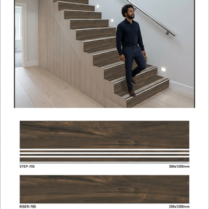 Azulejos de escalera antideslizantes de porcelana con acabado mate-1200x200 y 1200x300, 11mm de espesor, esmaltados para peldaños y elevadores, precio al por mayor - Product Image 1