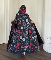 Ensemble Abaya Robe Hafizah 2026 Dubaï, Vente en Gros, Personnalisé, Luxe, Imprimé Floral Vibrant, pour Femme, Robe Musulmane Ouverte, Style Élégant