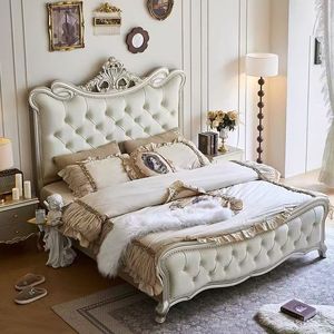 2025 lit en bois loyal avec rangement tête de lit douce style <span class=keywords><strong>palais</strong></span> européen luxe 1.8m lit princesse pour mariage - Product Image 3