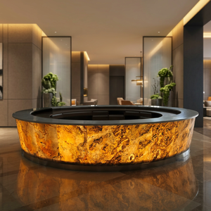 แผ่นหินวีเนียร์โปร่งแสงสีเงินเงา ดีไซน์ทันสมัยจาก Flatstone Designs ผิวสะท้อนแสง สำหรับตกแต่งผนังภายในห้องโถง - Product Image 5